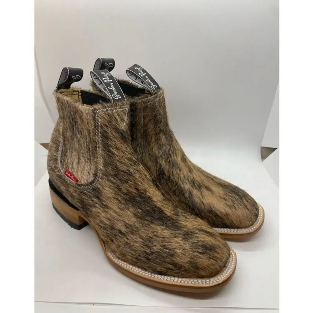 New Jordan Page Women's Western Ankle Boots Size 9.5 Hair-on-Hide Square Toe